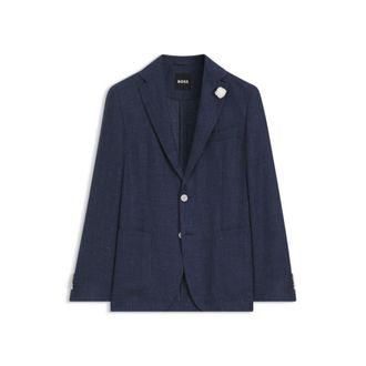 BOSS Slim-fit jacket in a linen blend