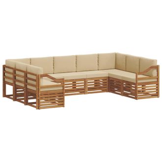 vidaXL Conjunto De Sof&aacute;s De Exterior 9 Uds. Natural Y Beige Vidaxl