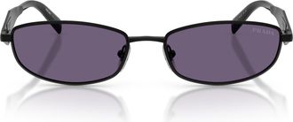 Prada 0pr D51s Black Rectangular Metal Frame Sunglasses