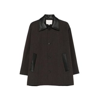 STUDIO NICHOLSON Leather-collar Coat
