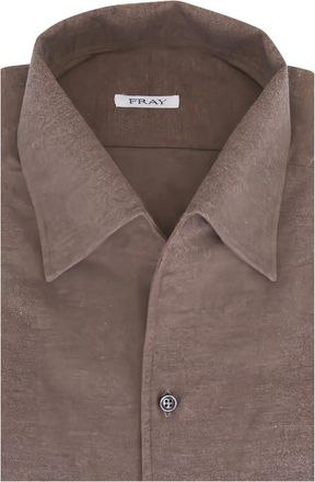 Fray button-fastening cotton shirt - Brown