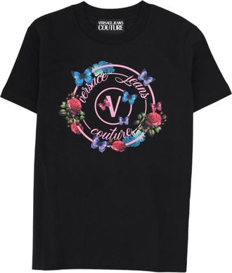 Versace Jeans Couture Butterfly Emblem Black Short-Sleeve Cotton T-Shirt