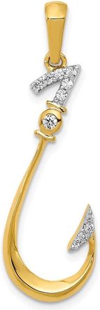 Diamond2Deal 14k Yellow Gold Diamond Fish Hook Pendant
