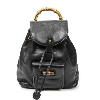 Gucci Pre-owned Womens Mini Bamboo Backpack - Black - One Size