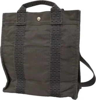Herm&egrave;s Gray Canvas Backpack (Pre-Owned)