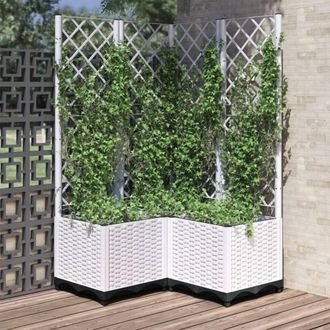 vidaXL Jardinera Con Enrejado Pp Blanco 80x80x136 Cm Vidaxl