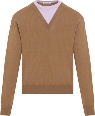 Jil Sander Brown Virgin Wool Pullover-Uomo