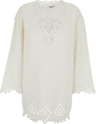 Isabel Marant Sherazade Crewneck Kaftan - Dames - Blouses - Wit - S - Katoen - Overhemden