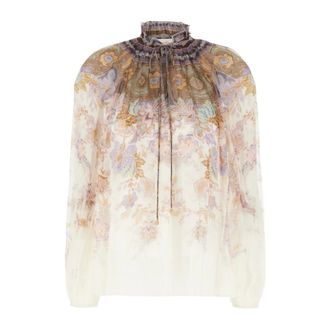 Zimmermann Blouses, female, Multicolor, Size: M Luna Billow Blouse