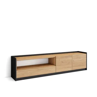 Skraut Home Skraut Home - Mueble Tv, Televisi&oacute;n, 207x37x50cm, Para Tv Hasta 80, Roble Y Negro