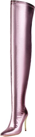 Generic Purple,10.5 UK,Womens Over The Knee Boots Pointed Toe Stiletto Heels Fall Winter Comfort Long Boot Side Zipper Party Club Tall Boot Dress Shoes