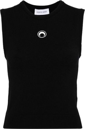 Marine Serre Black Crescent Moon Knitted Tank Top