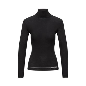 Moncler Turtlenecks, female, Black, Size: S Wool Turtleneck Sweater