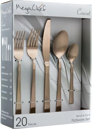 MegaChef Cravat 20 Piece Flatware Utensil Set, Stainless Steel Silverware Metal Service for 4