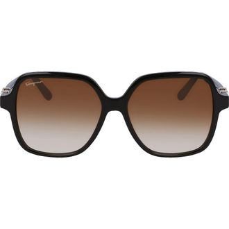 Ferragamo 57mm Gradient Rectangular Sunglasses in Dark Brown at Nordstrom Rack