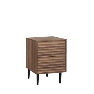 Klast Mesita de noche 2 cajones efecto madera nogal 40 cm x 58 cm