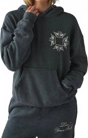 Boys Lie Yours Truly Holiday Racer Hoodie In Dark Green