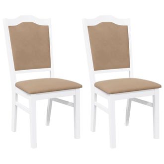 vidaXL Sillas De Comedor Con Cojines, 2 Unidades, Blancas, Madera Maciza, Caucho Vidaxl