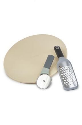 Berghoff Leo 14-Inch Pizza Stone, Paddle Grater & Cutter Set in Silver at Nordstrom Rack