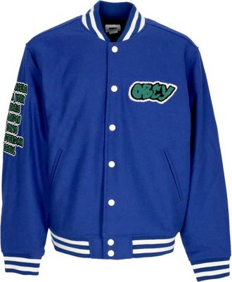 Obey Varsity College Jack Surf Blauw - Heren - Bomber jackets - Blauw - XL - Wol - Jassen