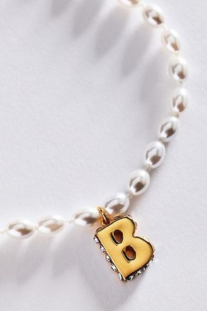 Anthropologie Pearl Initial Necklace