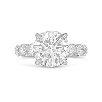 Diana M. Jewels 14kt white gold lab grown 3ct Lab Grown Round Diamond Halo Ring with Diamond Accents