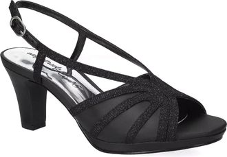 Easy Street Womens Easy Street Starlight Sandals Black Block Heel Slingback ZAP1744