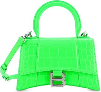 Balenciaga Hourglass Top Handle Bag Crocodile Embossed Leather XS satchel - Groen