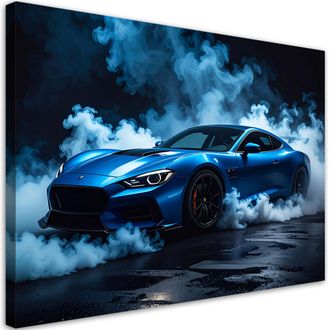 Feeby Cuadro En Lienzo, Coche Deportivo Azul, 120x80