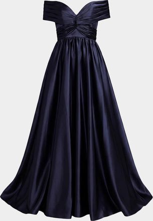 Mac Duggal Ieena Gathered Satin Gown