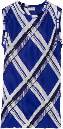Burberry plaid-check ribbed silk vest - men - Silk - S - Blue