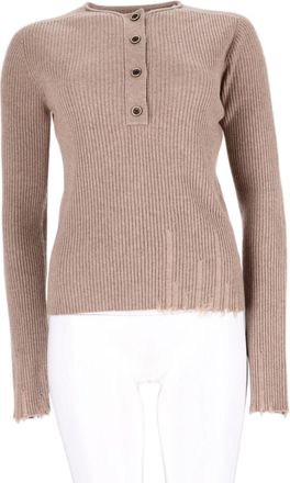 Uma Wang Beige Ribbed Buttoned Placket Cashmere Top