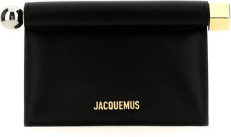 Jacquemus La Petite Pochette Rond Carr&eacute; Clutch - Dames - Clutches - Zwart - ONE Size - Katoen - Tassen