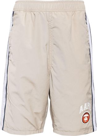 Aape By A Bathing Ape logo-print cotton shorts - men - Cotton/Polyester - S - Neutrals