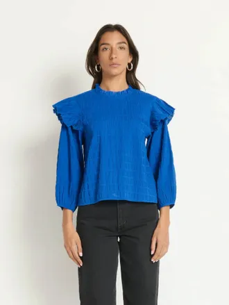 Nation Ltd Aria Ruffle Top In Sapphire