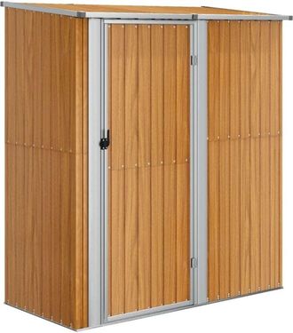vidaXL Cobertizo jardín acero galvanizado look madera 180,5x97x209,5cm Vidaxl