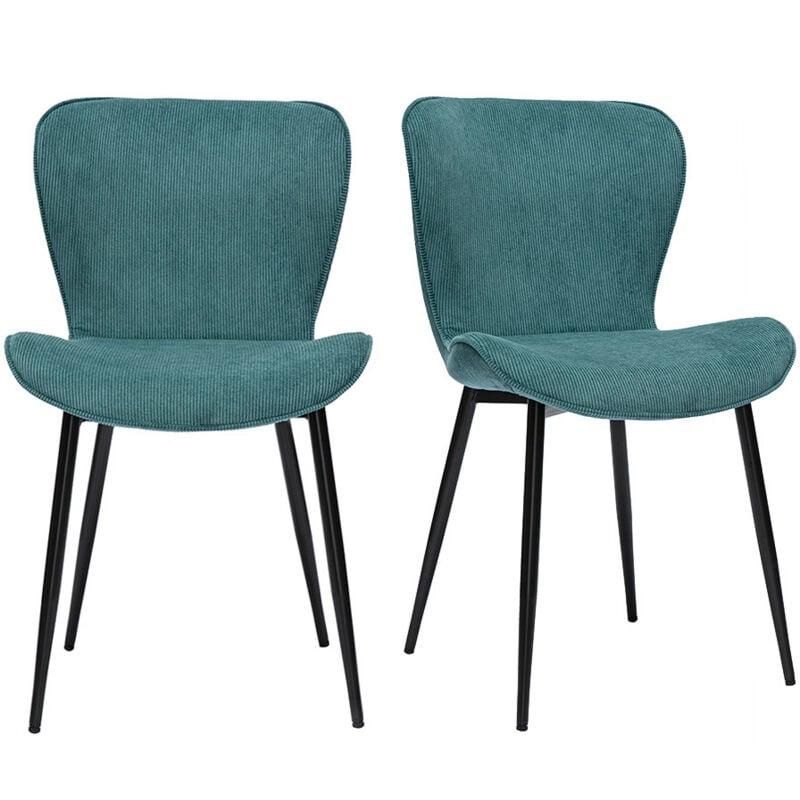 Miliboo Miliboo Sedie design in velluto a coste blu petrolio e