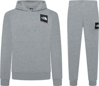 The North Face Fine Box Mens Tracksuit Heather Grey Cotton - Size 2XL