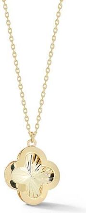 Ember Fine Jewelry 14K Yellow Gold Textured Clover Pendant Necklace at Nordstrom Rack, Size 17