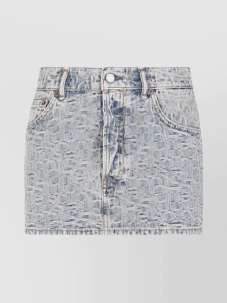 Acne Studios denim skirt with belt loops and lettering pattern