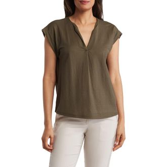Bobeau Dolman Sleeve Piqu&eacute; T-Shirt in Olive at Nordstrom Rack, Size X-Small