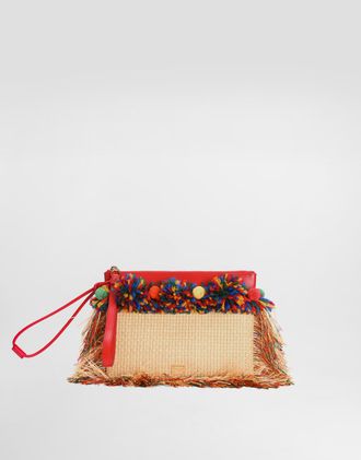 Dolce & Gabbana Raffia Toiletry Bag With Fringes - Woman Clutches Mini And Bags Multi-colored Onesize