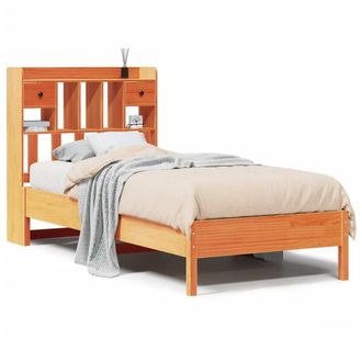 Berkfield Home Bookcase Bed without Mattress Wax Brown 100x200 cm Solid Wood Pine