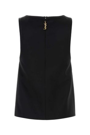 Saint Laurent Womens Black Satin Top Noir Exterior: Viscose Maglie Sweater