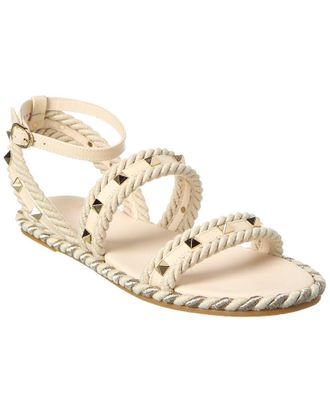 Valentino Rockstud Rope & Leather Sandal