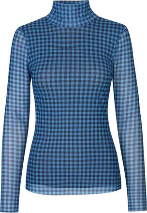 Baum Und Pferdgarten gingham turtleneck top - women - Elastane/Elastane/Recycled Polyester/Recycled Polyester - M - Blue