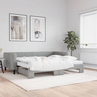 vidaXL Sof&aacute; Cama Nido Con Colch&oacute;n Tela Gris Claro 90x190 Cm Vidaxl