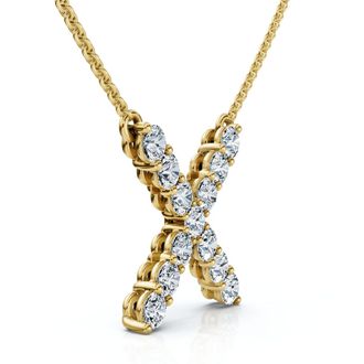 Pompeii3 1Ct Diamond Initial X Pendant 14k Gold 18 Necklace Lab Grown 5/8 Tall