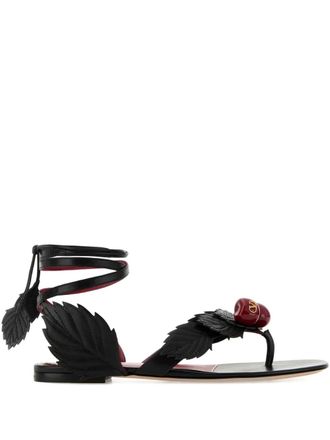 Valentino Garavani Cherryfic leaf leather sandals - Black