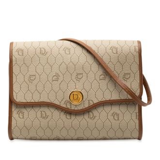 Dior Pre-owned Womens Honeycomb Coated Canvas Crossbody - Tan Textile - One Size